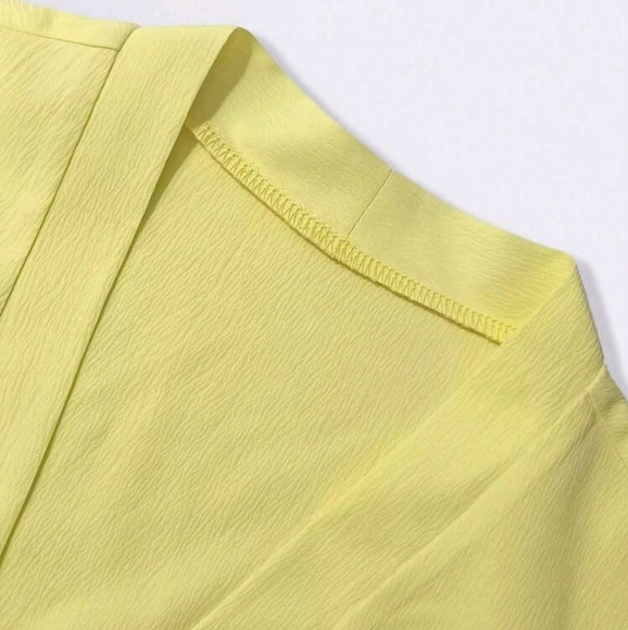 Women's Casual Loose Fit Drop Shoulder Tie Front Top And Wide Leg Pants Set - Picture 4 of 7